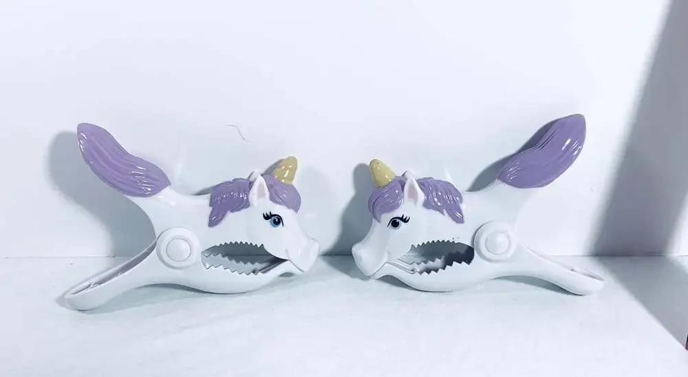 Unicorn Clips two purple and white